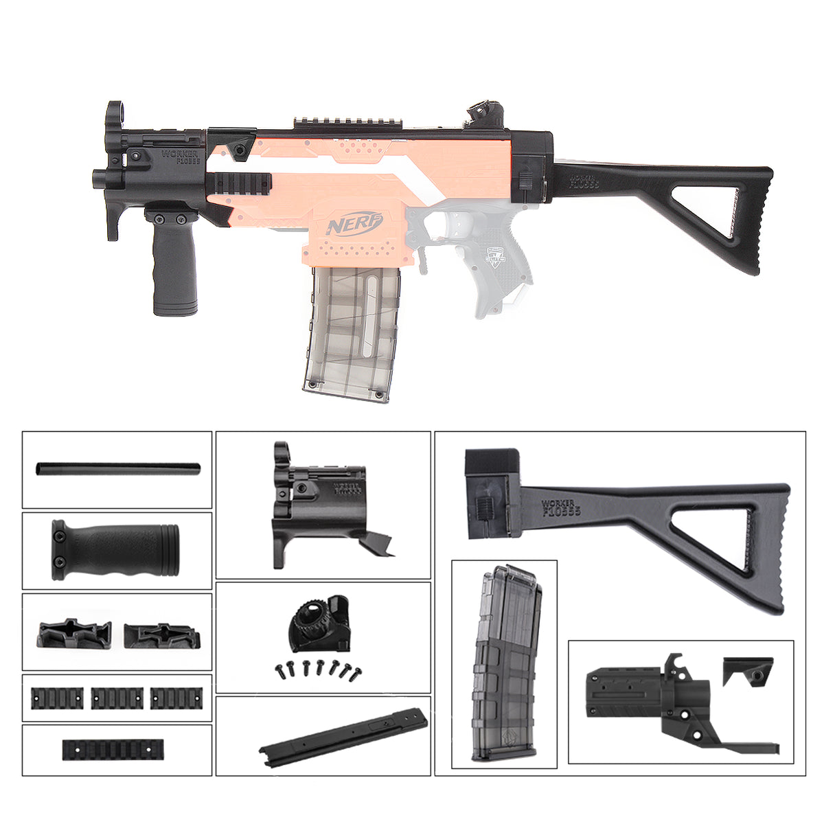 MP5-K Style Worker Mod Kits Set for Nerf N-Strike Elite Stryfe