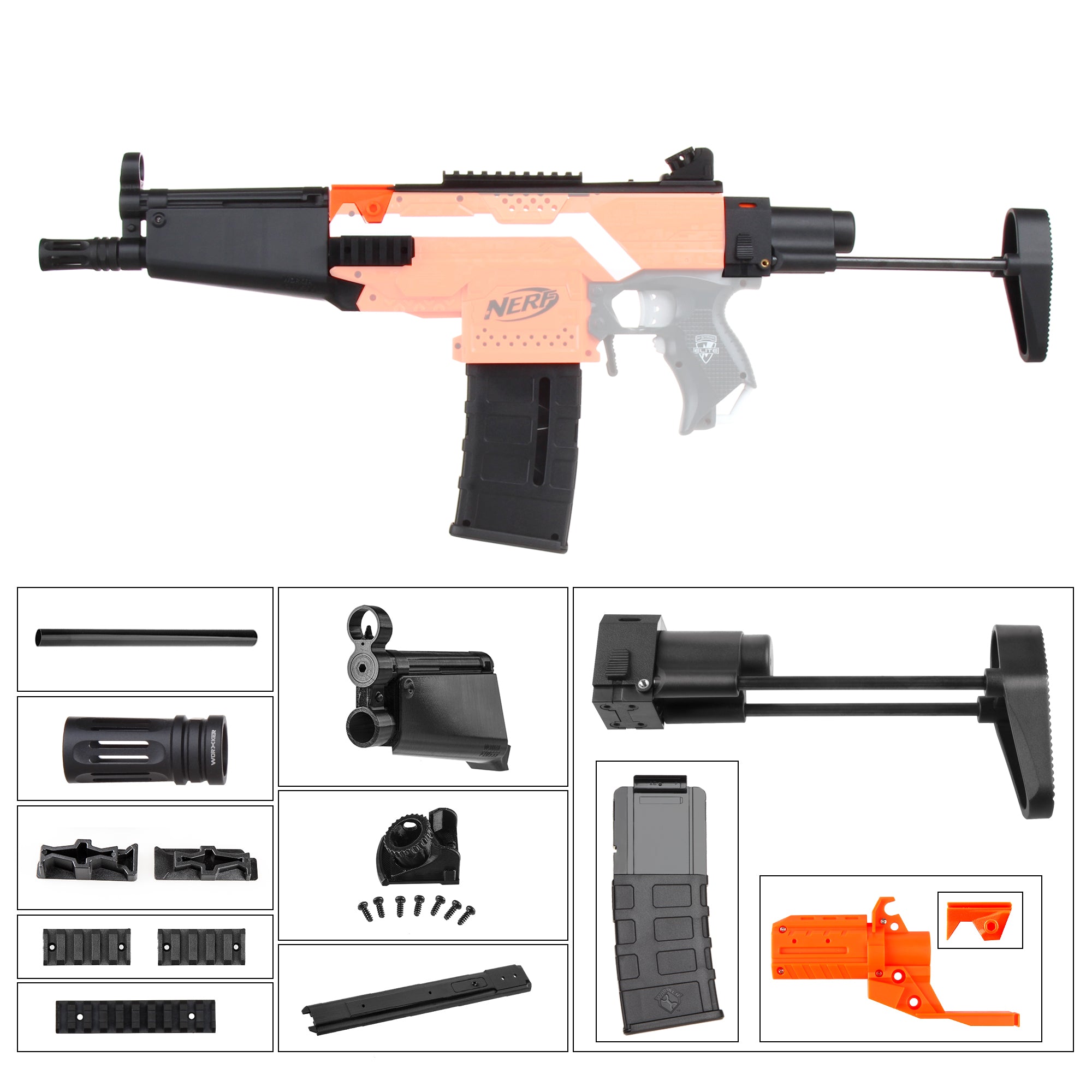 Blasterparts Mod Upgrade Kit pour Nerf Stryfe SMG-Kit 1 : MP5