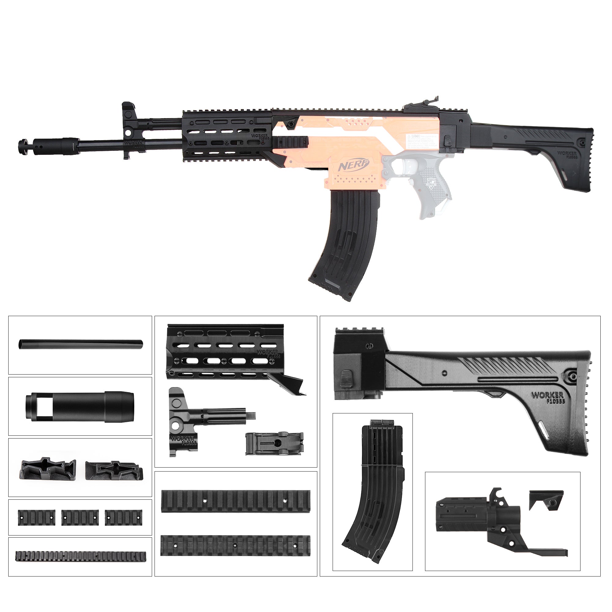 Worker mod AK-12 A Style Mod Kits Set for Nerf N-Strike Elite