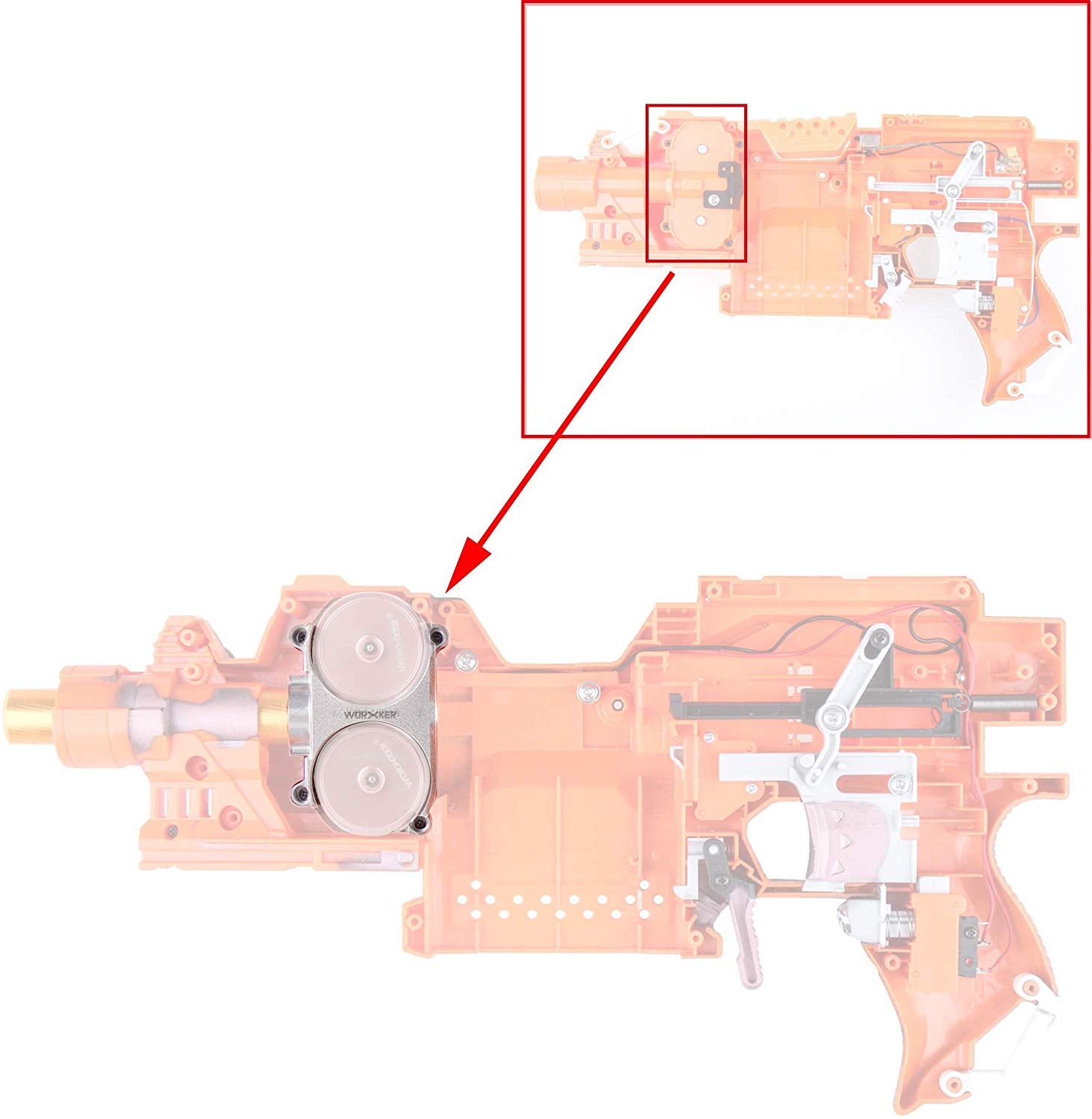 WORKER NO.415 Flywheel Bin Aluminum Mod Kit for Nerf Stryfe