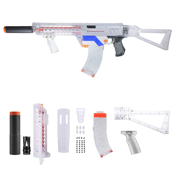 JGCWorker F10555 Pump Kits Clear Body Cover Combo 6 Items For Nerf Retaliator Blaster Modify Toy （Blaster not included） - Nerf Mod Kits -Worker Mod Kits