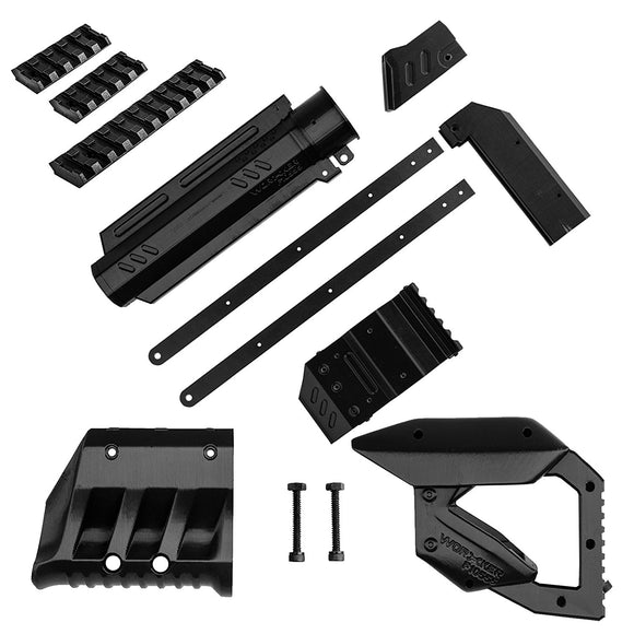 JGCWorker F10555 3D Printing No.150 Black Shoulder Stock Grip and Pull-down Kits Combo 6 Items for Nerf Rival Apollo XV700 Modify Toy - Nerf Mod Kits -Worker Mod Kits