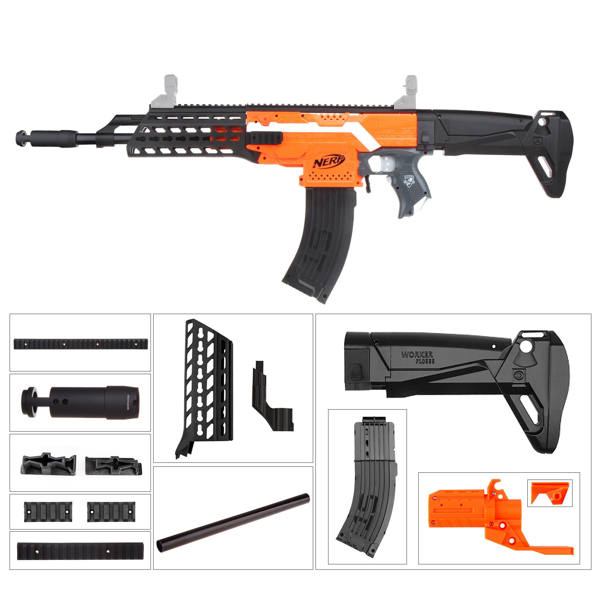 AK Alfa Style Worker Mod Kits Set for Nerf N-Strike Elite Stryfe