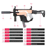 JGCWorker STF-W004-3 C Style KRISS Vector Mod Kits Set for Nerf N-Strike Elite Stryfe Blaster - Nerf Mod Kits -Worker Mod Kits