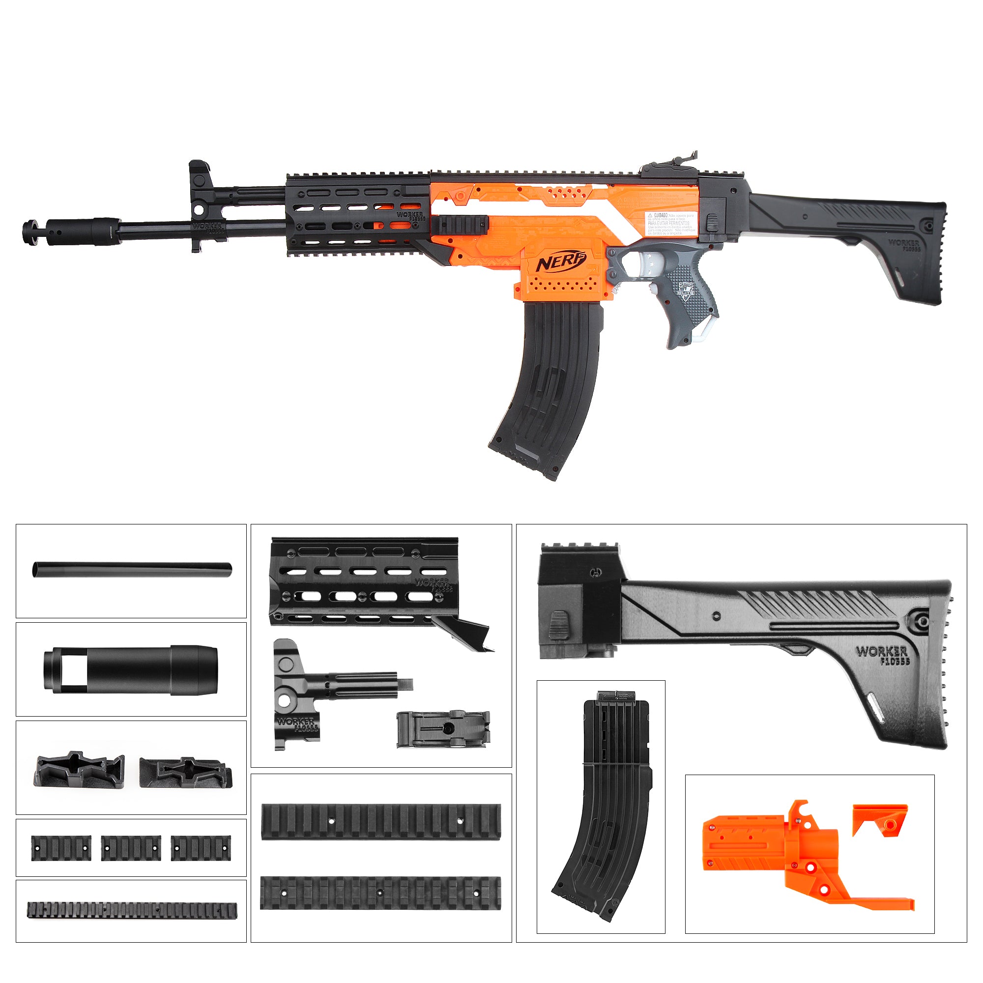 JGCWorker AK-12 Style Mod Kits Set for Nerf N-strike Elite Stryfe Blas